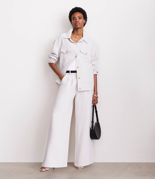 Petite LOFT Versa Crepe Drape Trucker Jacket