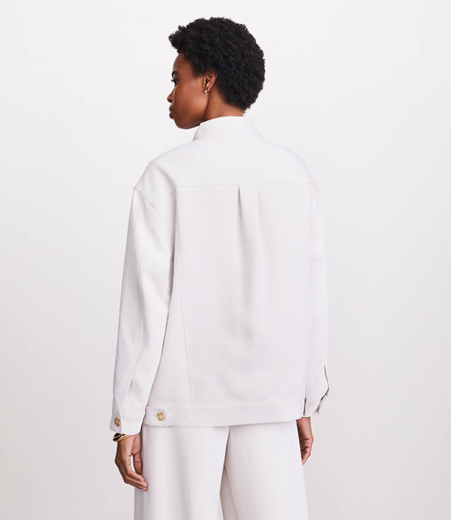 Petite LOFT Versa Crepe Drape Trucker Jacket