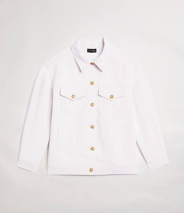 Petite LOFT Versa Crepe Drape Trucker Jacket