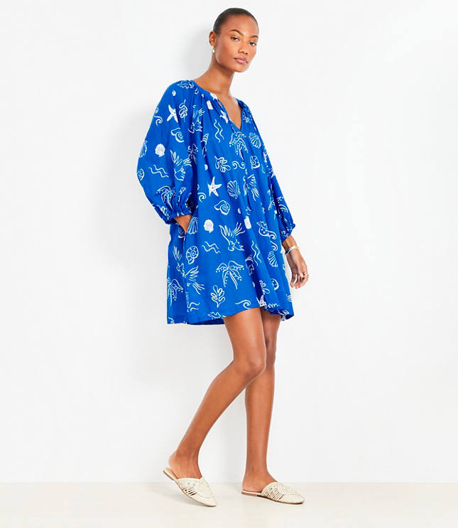 Loft Petite LOFT Beach Seaside Tie Neck Pocket Swimsuit Coverup