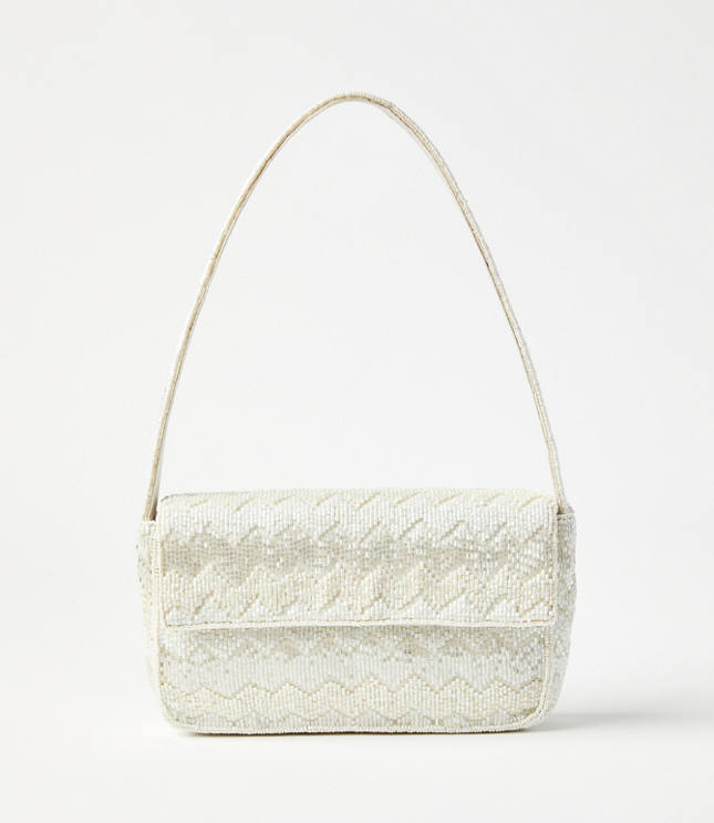 Chevron Beaded Shoulder Bag