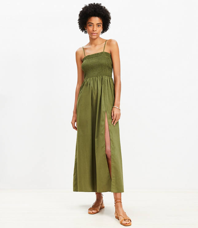 Petite LOFT Smocked Cami Maxi Pocket Dress