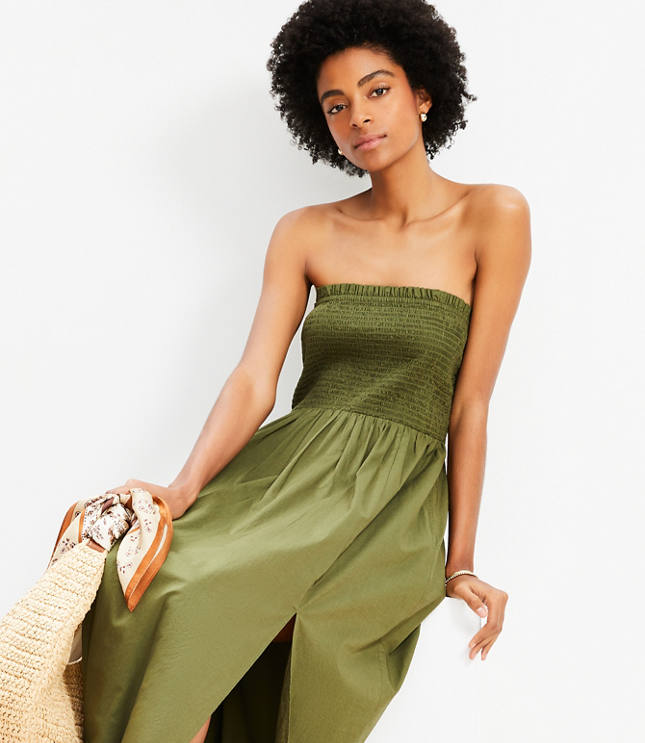 Petite LOFT Smocked Cami Maxi Pocket Dress