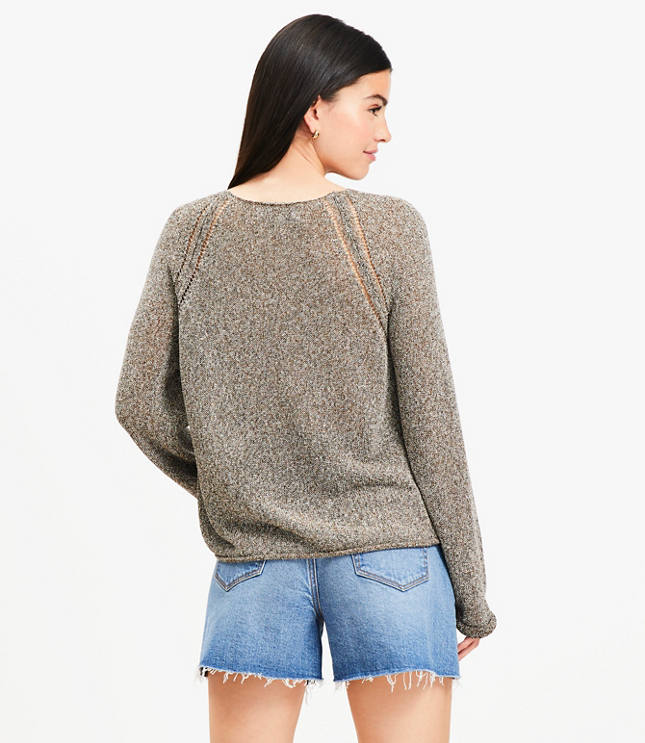 Marled Pointelle Raglan Sweater