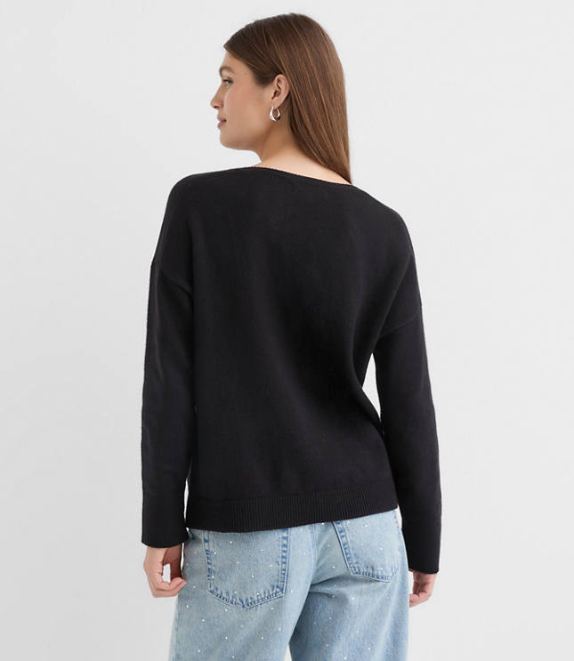 Heathered V-Neck Relaxed Everyday Sweater