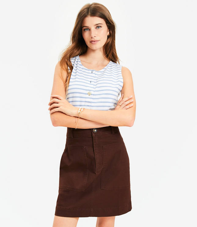 Petite Twill Mini Pocket Skirt