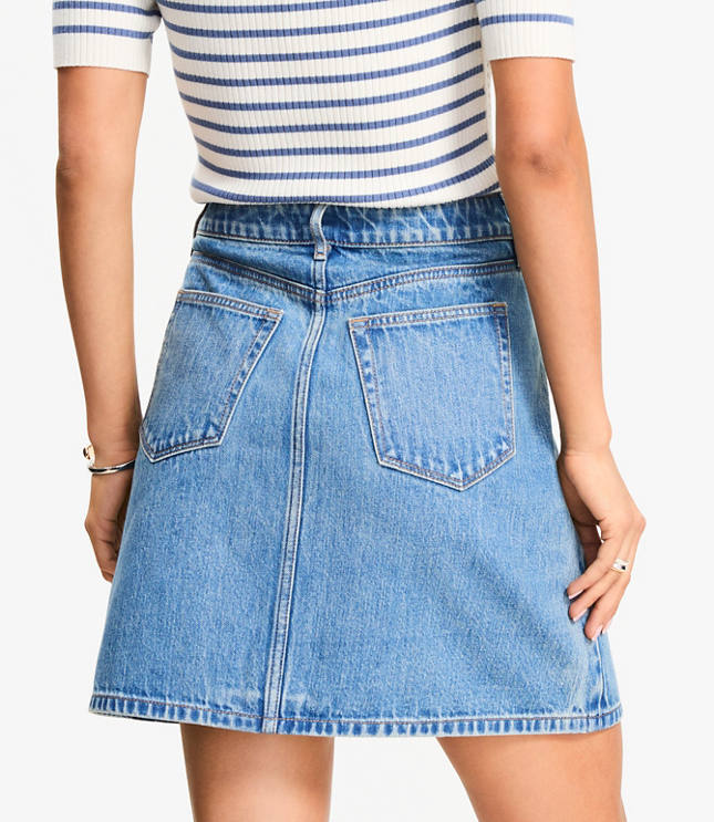 Petite Denim Utility Mini Skirt Light Vintage Indigo Wash