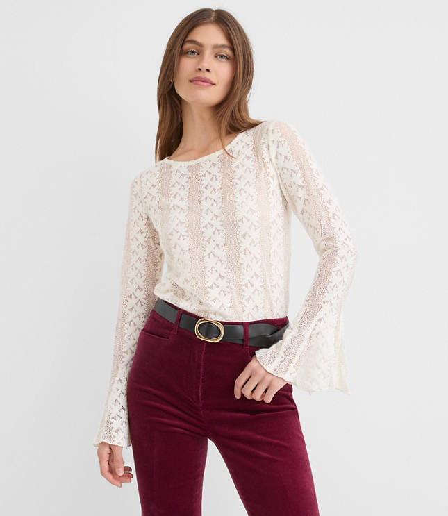 Floral Lace Godet Sleeve Top