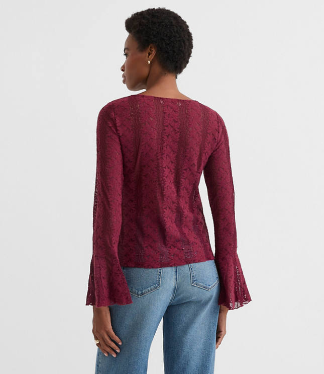 Floral Lace Godet Sleeve Top