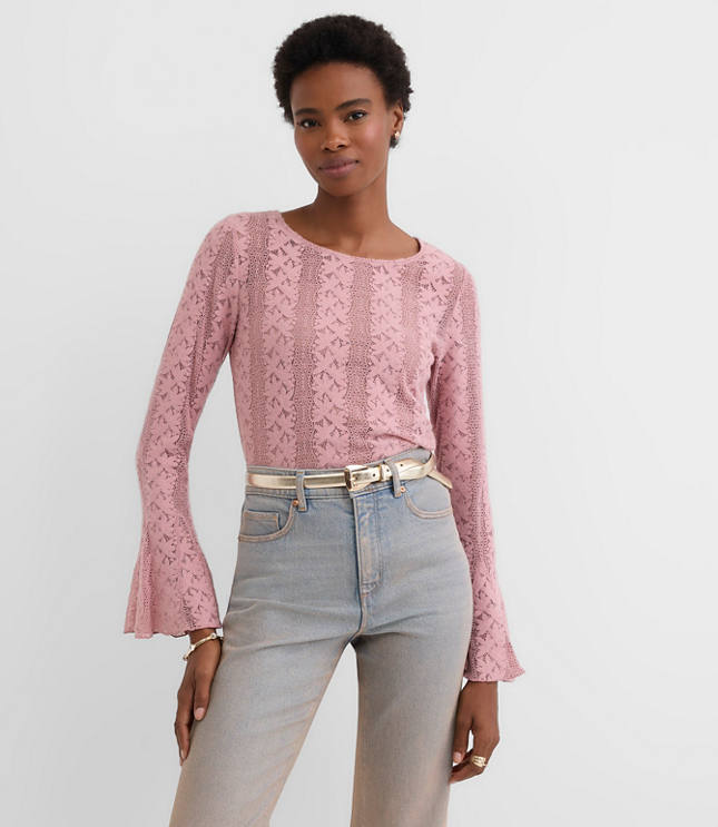 Floral Lace Godet Sleeve Top