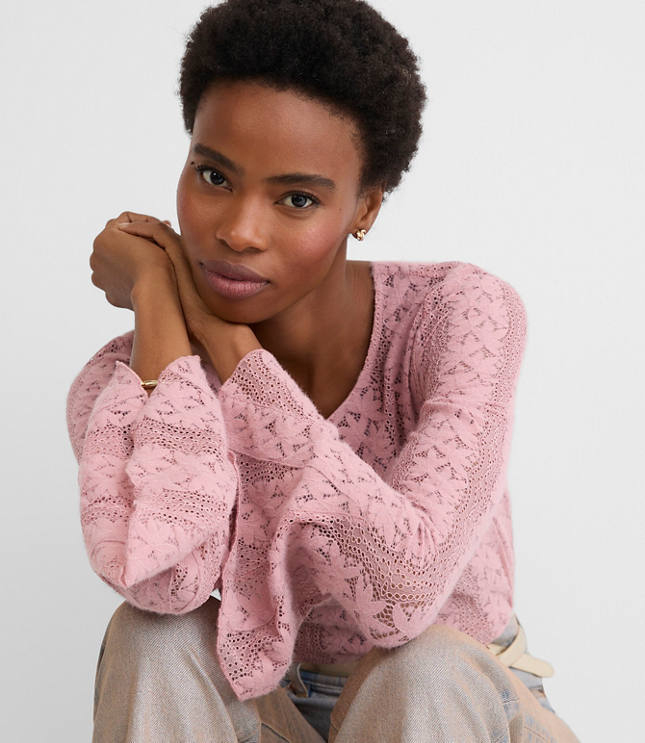 Floral Lace Godet Sleeve Top