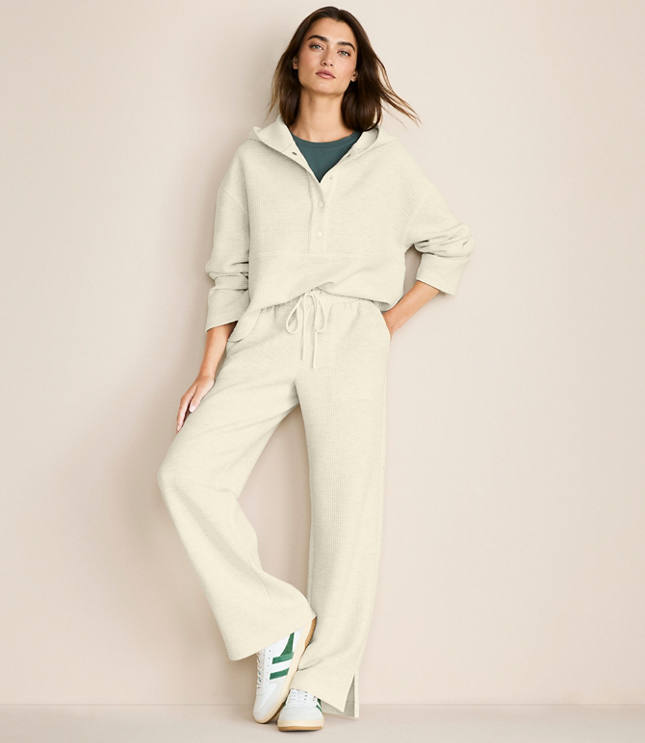 Lou & Grey Heathered Wafflestitch Straight Leg Pants