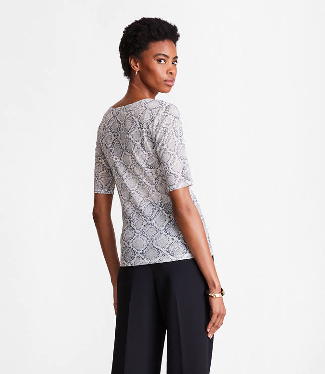 LOFT Petite Versa Snake Print Mesh Elbow Sleeve Tee