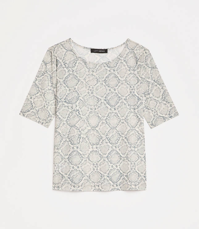 LOFT Petite Versa Snake Print Mesh Elbow Sleeve Tee