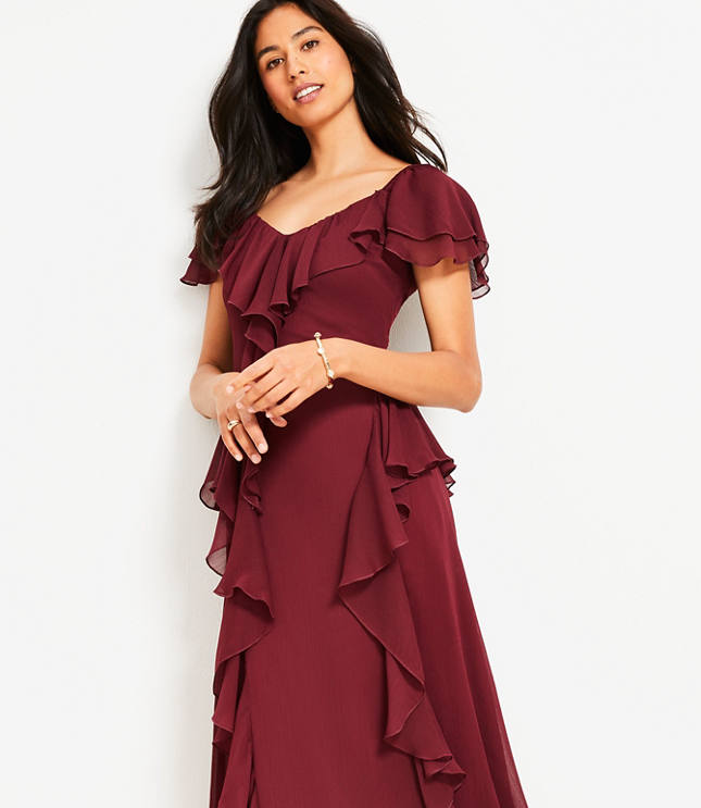 Chiffon Ruffle Maxi Dress
