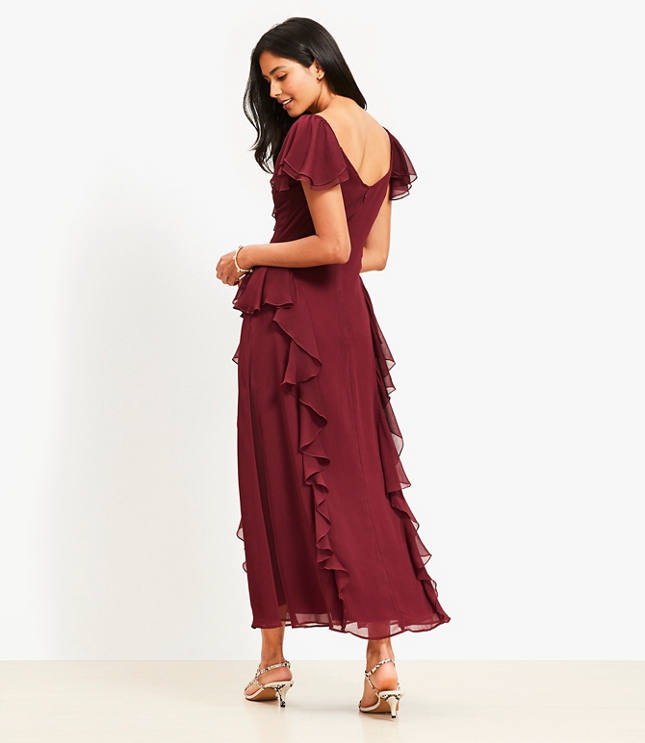 Chiffon Ruffle Maxi Dress