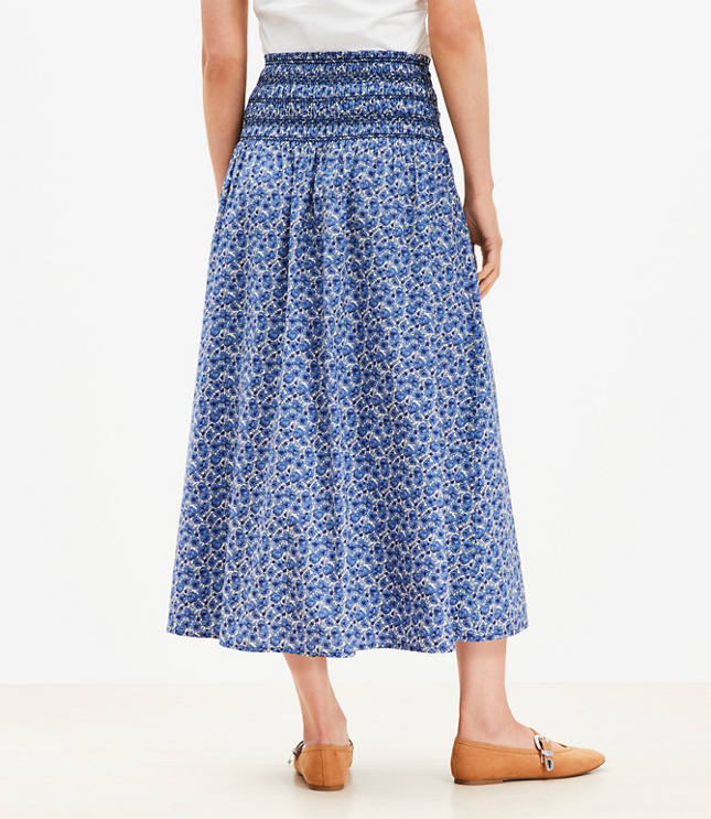 Floral Smocked Midi Skirt