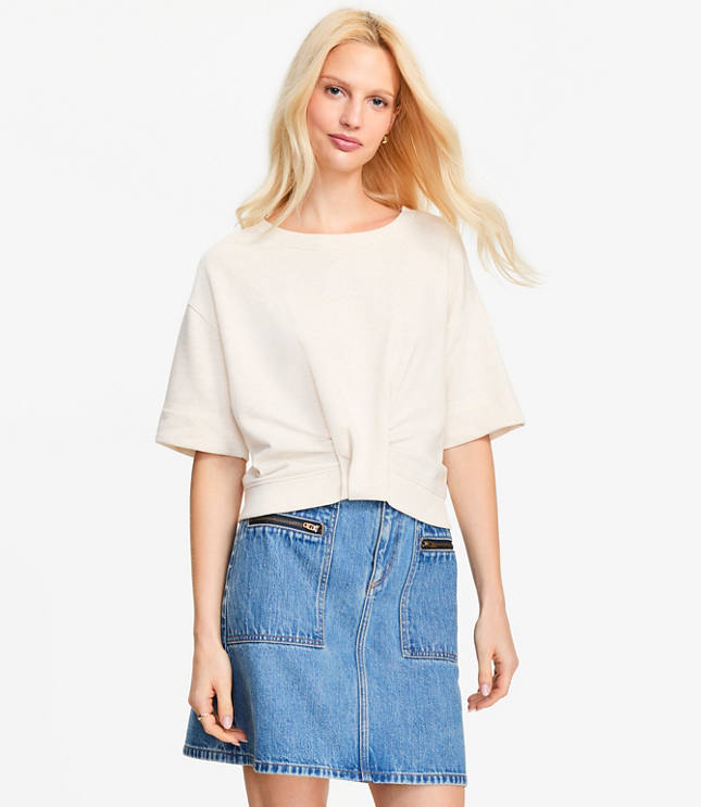 Knotted Short Sleeve Sweatshirt