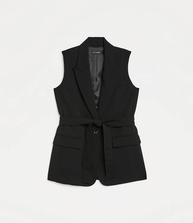 Petite LOFT Versa Crepe Drape Belted Blazer Vest