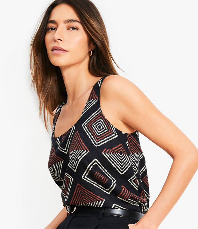Zig Zag Linen Blend Easy Tank Top