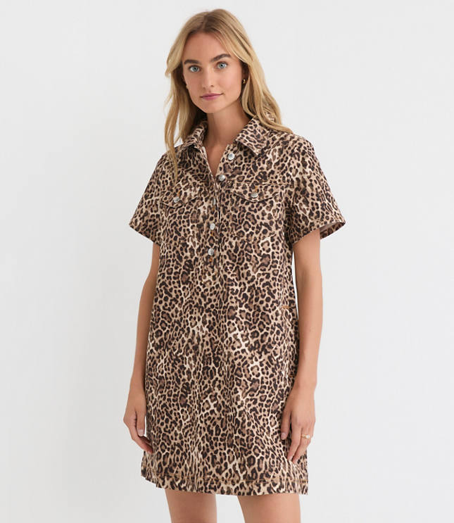 Petite Leopard Print Mini Pocket Dress
