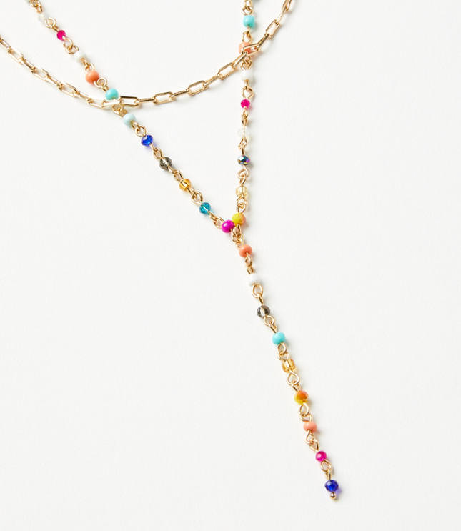 Beaded Delicate Layered Y-Necklace Set
