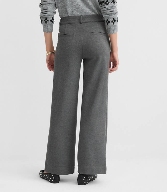 Petite Palmer Wide Leg Pants Heathered Ponte