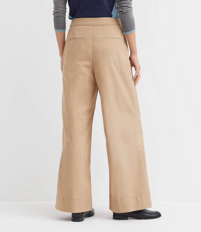 Petite Coin Pocket Pleated Wide Leg Pants Twill