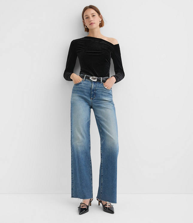 Velour One Shoulder Top