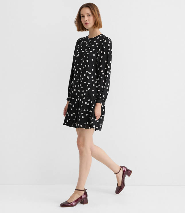 Dotted Godet Mini Dress