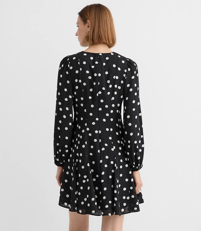 Dotted Godet Mini Dress
