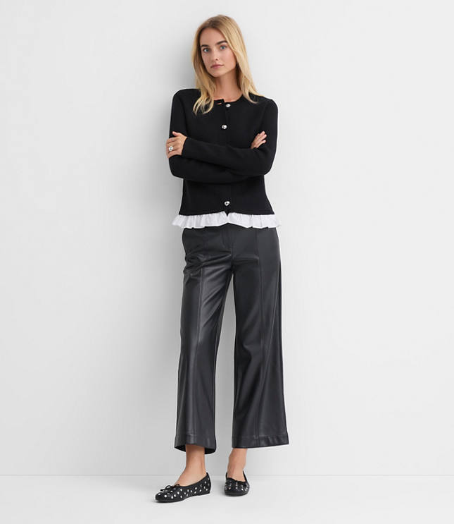 Petite Poplin Ruffle Sweater Jacket