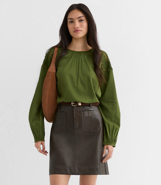 Distressed Faux Leather Pocket Mini Skirt