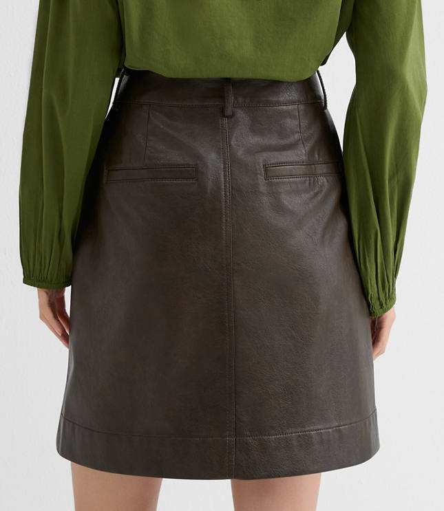 Distressed Faux Leather Pocket Mini Skirt