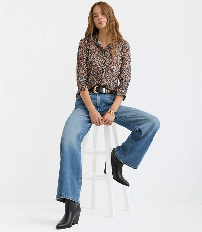 【新品】L'Appartement Leopard Print Blouse Animal Print Blouse | Loft