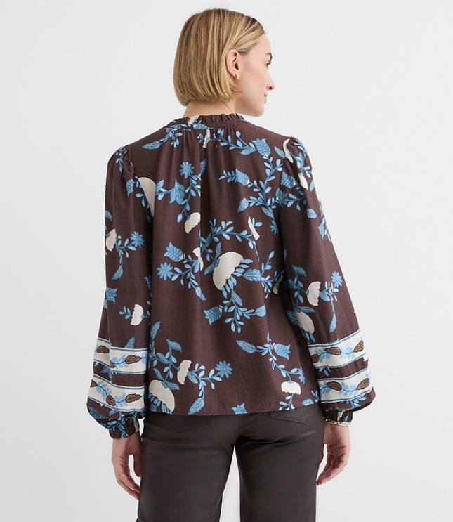 Garden Ruffle Split Neck Blouse