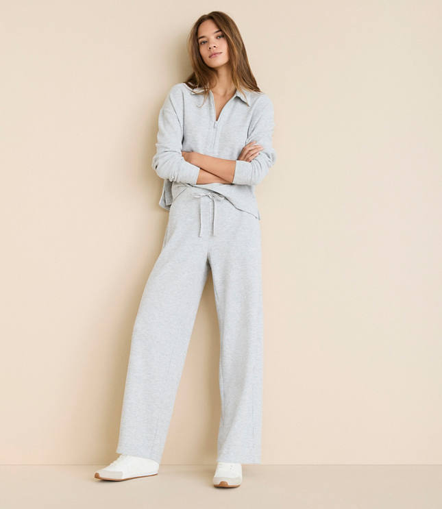 Lou & Grey Heathered Upstate Waffle Wide Leg Pants
