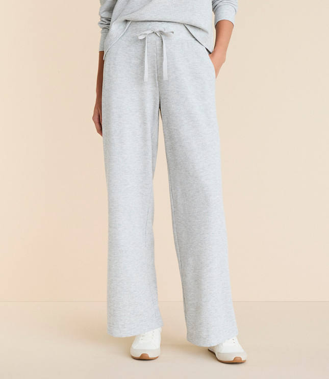 Lou & Grey Heathered Upstate Waffle Wide Leg Pants