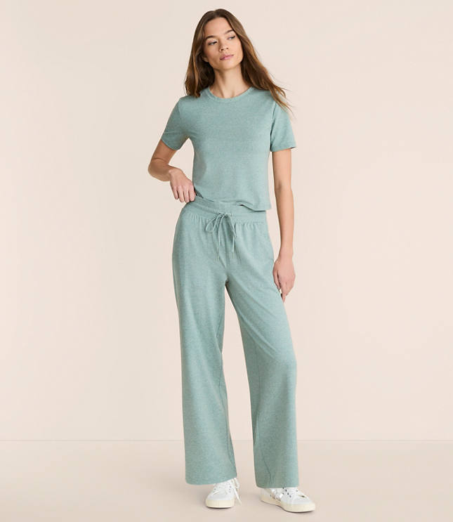 Petite Lou & Grey Heathered Brushedsoft Slim Wide Leg Pants