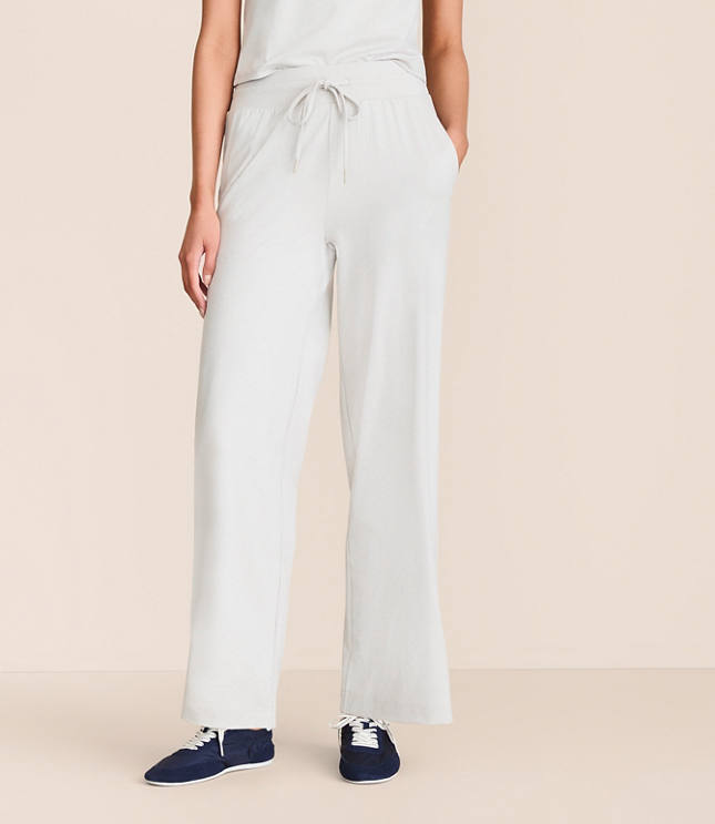 Petite Lou & Grey Heathered Brushedsoft Slim Wide Leg Pants