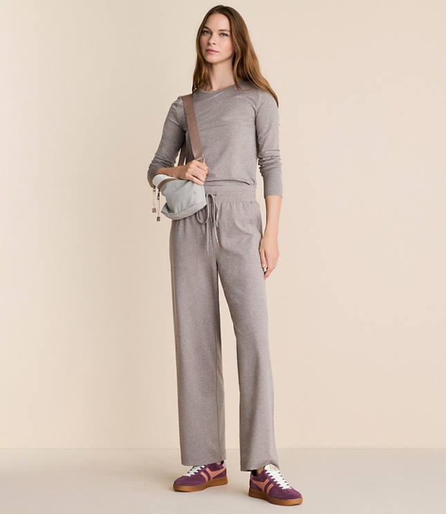 Petite Lou & Grey Heathered Brushedsoft Slim Wide Leg Pants
