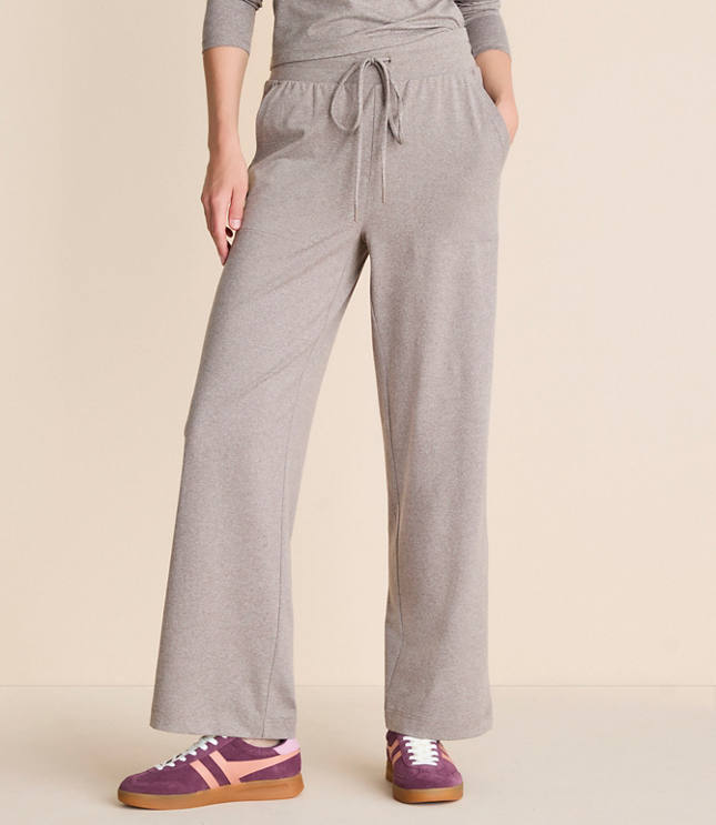 Petite Lou & Grey Heathered Brushedsoft Slim Wide Leg Pants