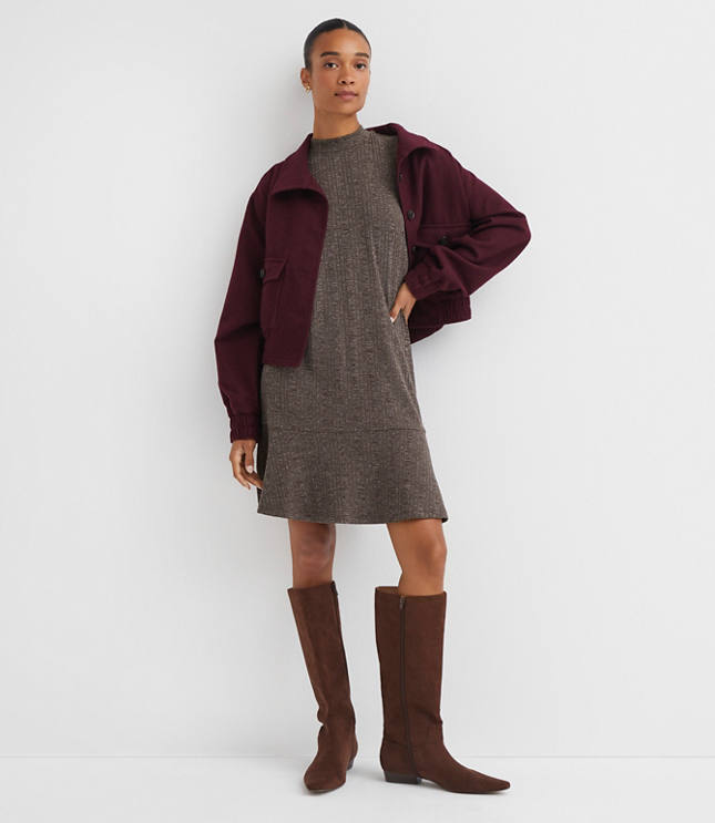 Mock Neck Flounce Mini Dress