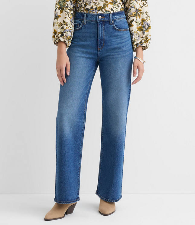 Petite Curvy High Rise Wide Leg Jeans in Vintage Dark Wash