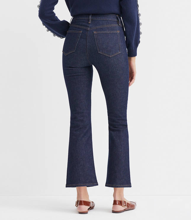 Petite Curvy Patch Pocket High Rise Kick Crop Jeans Classic Rinse Wash