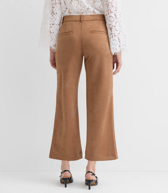 Petite Curvy Palmer Wide Leg Pants in Faux Suede