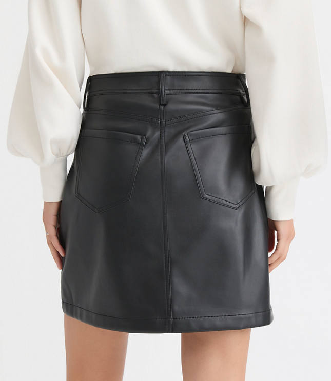 Petite Faux Leather Moto Mini Skirt
