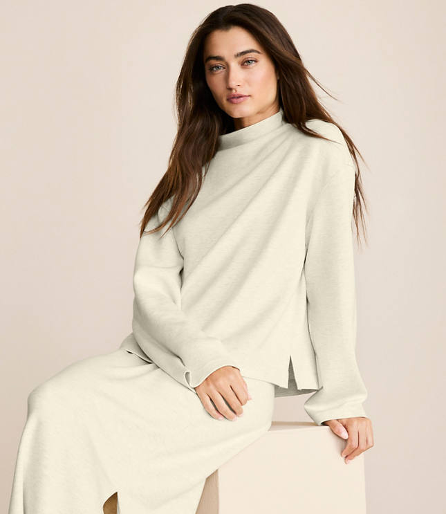 Lou & Grey Heathered Scubasoft Mock Neck Top