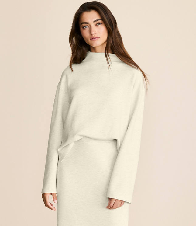 Lou & Grey Heathered Scubasoft Mock Neck Top