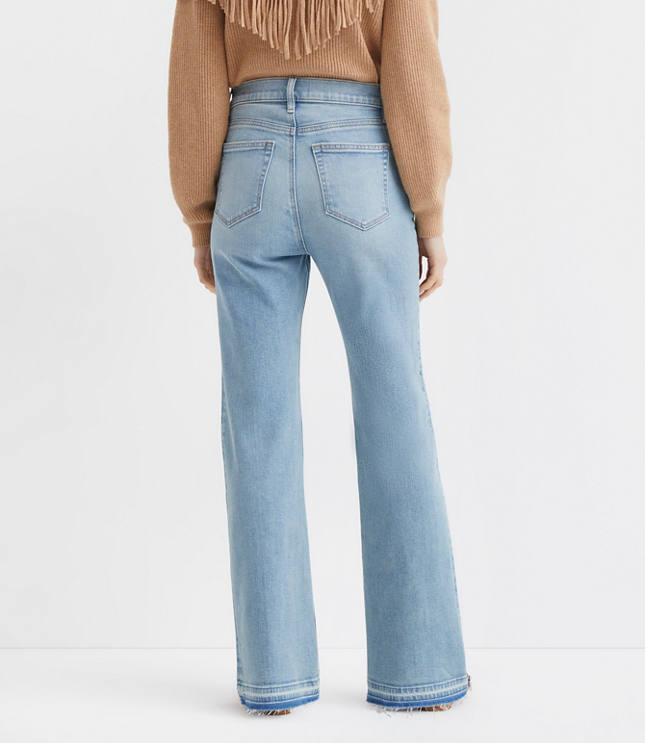 Petite Let Down Hem High Rise Relaxed Flare Jeans in Vintage Light Indigo Wash